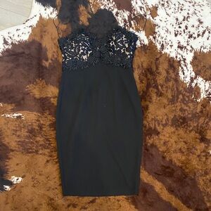 Entry Black Lace Midi Dress